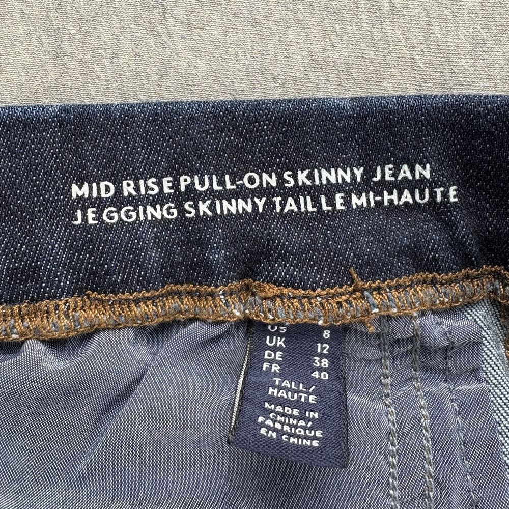 Lands End Jeans Womens 8 Navy Jeggings Dark Wash Mid Rise Pull-On Skinny Retro - Picture 8 of 10